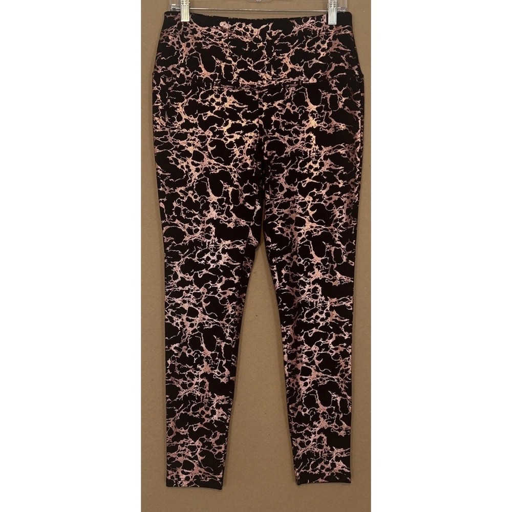 Chicos Zenergy So Slimming Foil Print Leggings Black Rose Gold 1R NEW